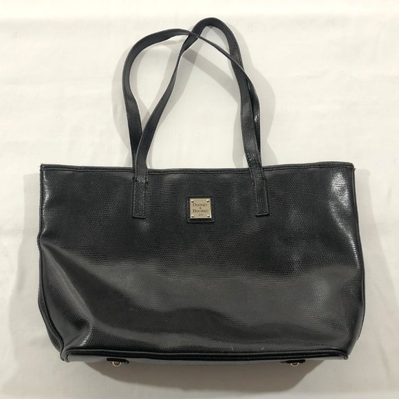 Dooney & Bourke Black Embossed Leather Tote Bag - Picture 3 of 11
